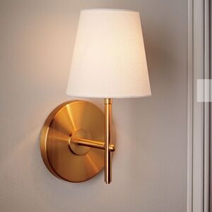 West elm arc mid century Elegant Gold Wall Sconce with White Shade